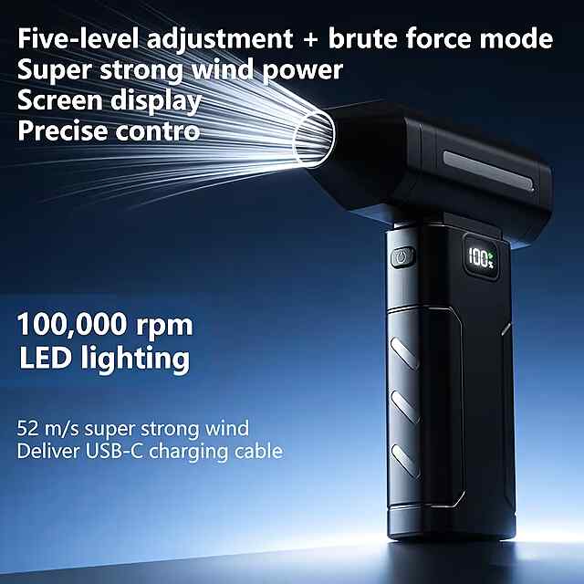 2-в-1 Компресор-Пилосос Бездротовий 7500 мАг, CE Сертиф., Type-C, Набір насадок - 2 фото товару