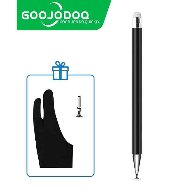 Стілус-перо 2в1 чорний: універсальний та легкий для iPad/iPhone/Android. Магнітне прикріплення   запасна гумка. Висока чутливість. Замінювані наконечники. Без підзарядки.