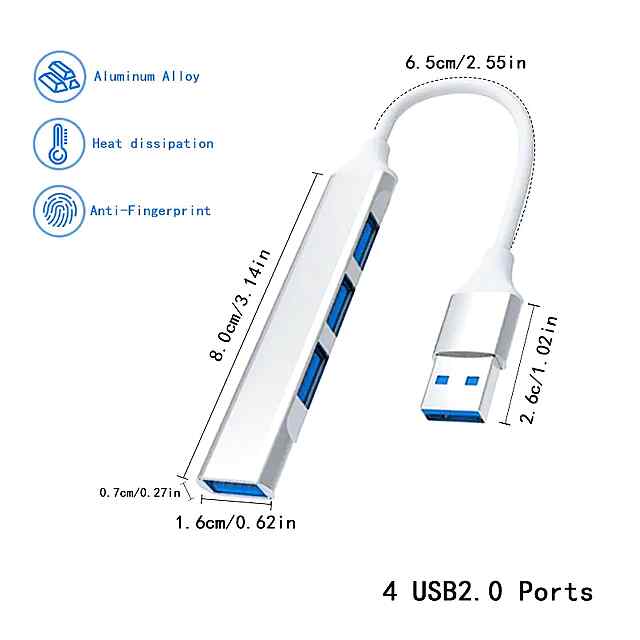 4-портовий USB Хаб-адаптер - стильний та компактний розгалужувач для ПК і ноутбука - 3 фото товару
