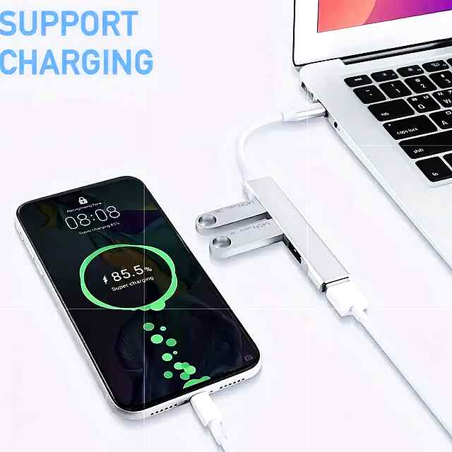 4-портовий USB розгалужувач - алюміній компактний хаб для ПК та ноутбуків - 1 фото товару