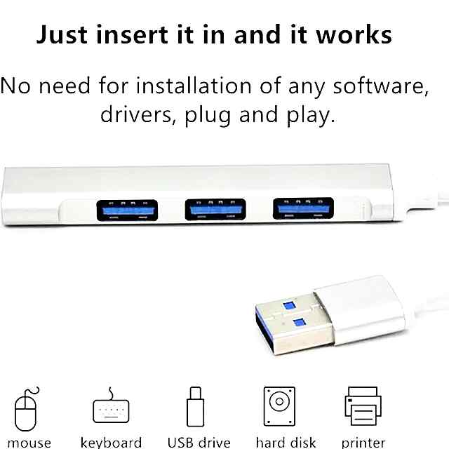 4-портовий USB розгалужувач - алюміній компактний хаб для ПК та ноутбуків - 2 фото товару