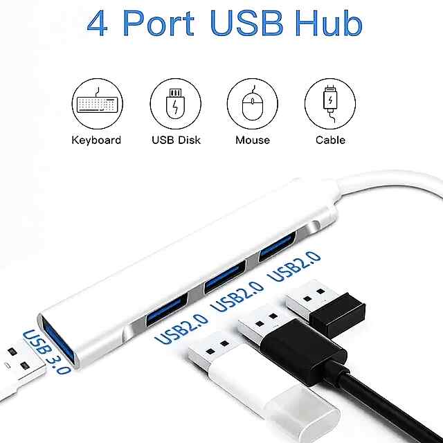 4-портовий USB-USB C hub-адаптер з алюмінію для ноутбуків і планшетів - 1 фото товару