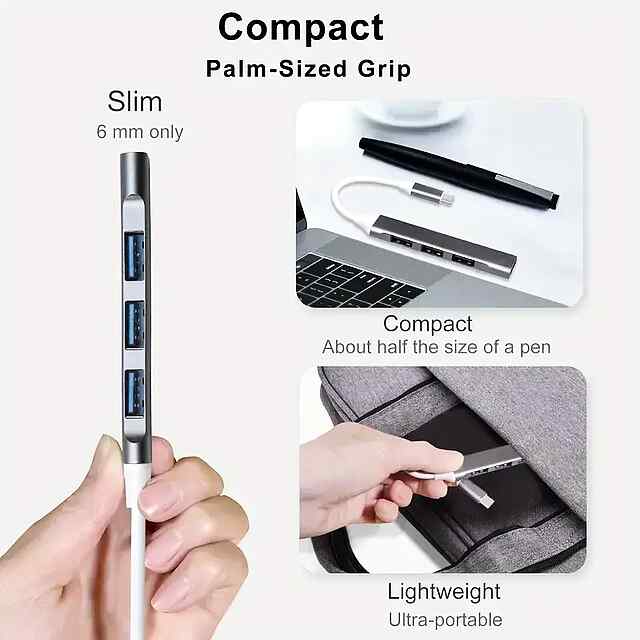 4-портовий USB - USB C хаб-адаптер: компактний та стильний розгалужувач. - 2 фото товару