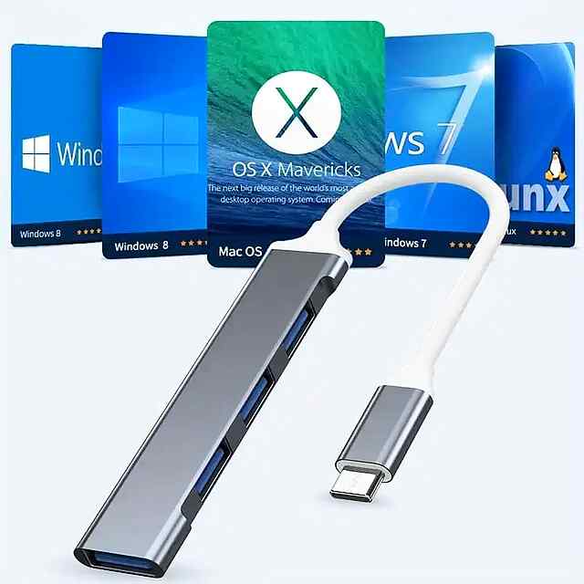 4-портовий USB - USB C хаб-адаптер: компактний та стильний розгалужувач. - 3 фото товару