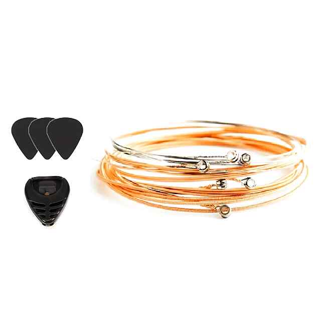 Набір струн мідь 6 шт.   медіаторниця та 3 медіатори в подарунок для акустичної гітари