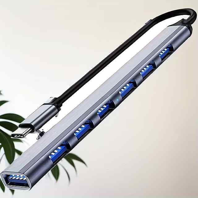 USB-C Type-C Хаб 7хUSB 3.0 — розширення для ноутбука та ПК, алюміній