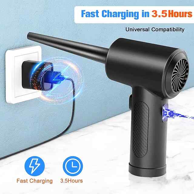Air Duster – акумуляторний компресор, продув пилу 3 режими   ліхтарик 50000 об/хв USB зарядка 4915. - 2 фото товару