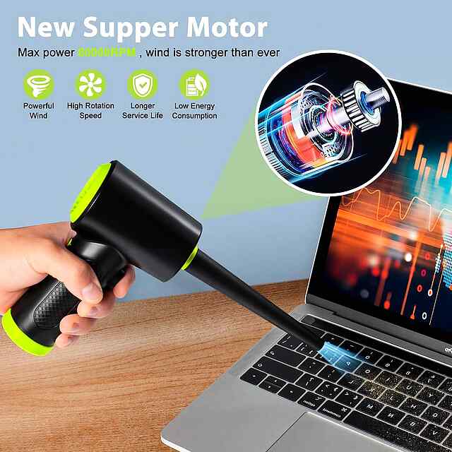 Air Duster: Бездротовий компресор для чищення від пилу (60000 об/хв) з LED - 1 фото товару