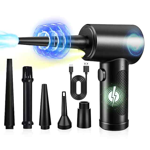 Акумуляторний Air Duster Компресор - 3 Режими, LED Ліхтар, 5 Насадок, Бездротовий для Побуту та Техніки, C4915