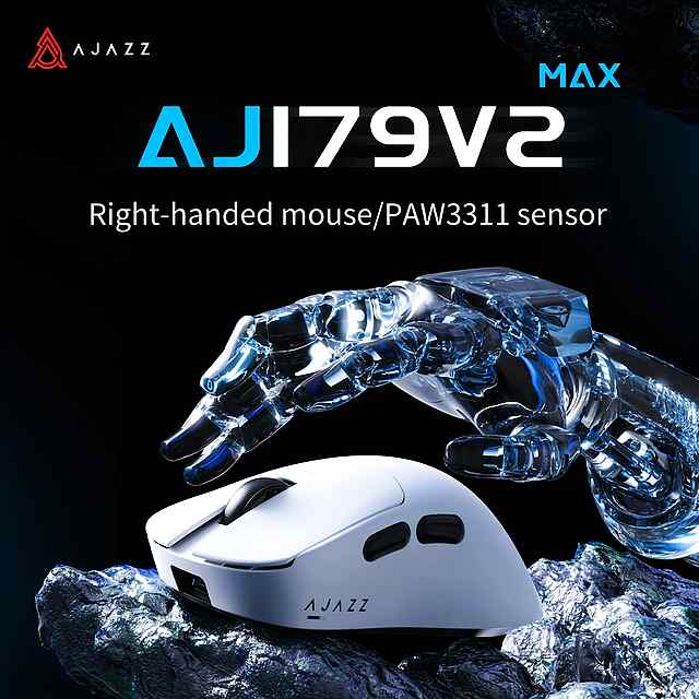 AJAZZ AJ179V2 MAX - Бездрот. ігрова миша | 12K DPI | PAW3395 сенсор | 56 г