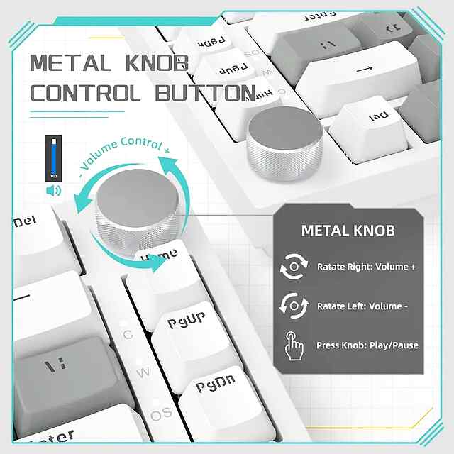 Ajazz AK820 Mechanical Gaming Keyboard - White/Grey 81 Keys RGB - 1 фото товару