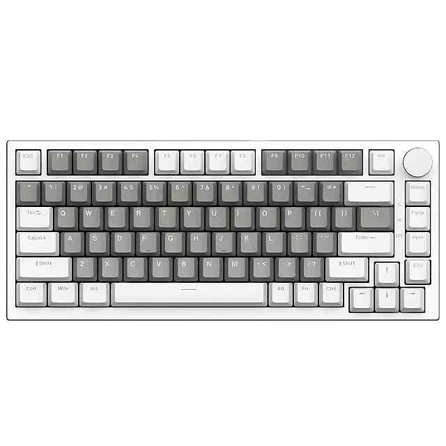Ajazz AK820: Механічна клавіатура з RGB підсвіткою для геймерів та офісу. PBT caps, Type-C, 81 клавіш. Біла/Срібляста. - 0 фото товару