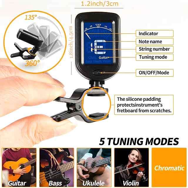 Аксесуари для гітариста - набір початківця 8 предметів   тюнер   медіатори - 3 фото товару