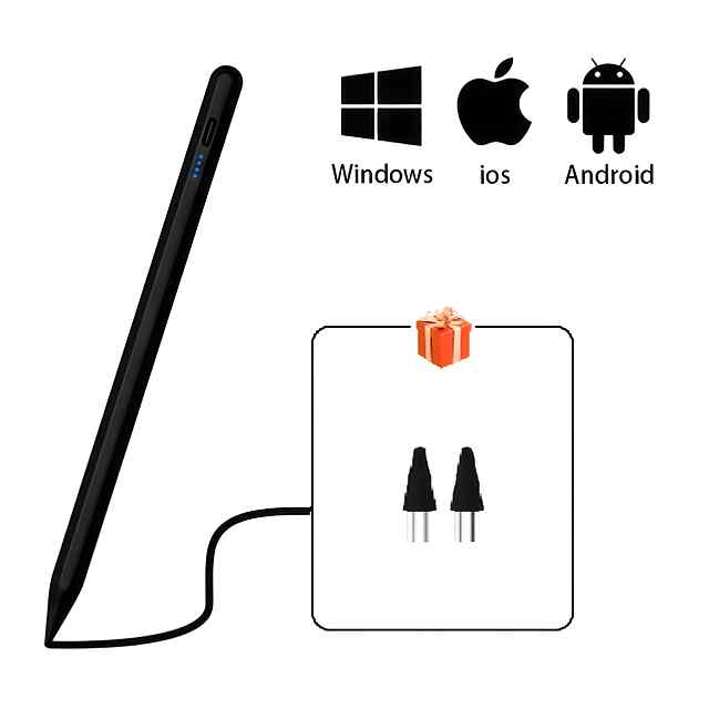 Універсальний стілус чорний, сумісний з Android IOS Windows Huawei Xiaomi. Для малювання та письма на планшетах iPad Apple. Сертифікат RoHS.