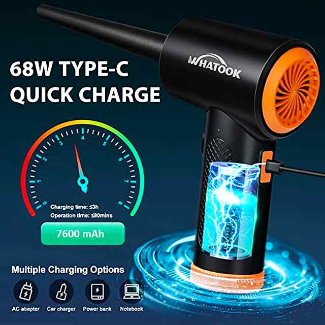 Акумуляторний Air Duster для чищення пилу ПК — бездрот, LED підсвітка, 7600 mAh - 2 фото товару