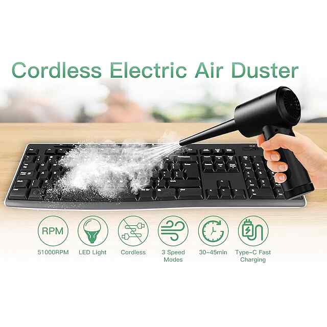 Акумуляторний Air Duster для продування від пилу (51000об/хв) з LED підсвіткою - 3 фото товару