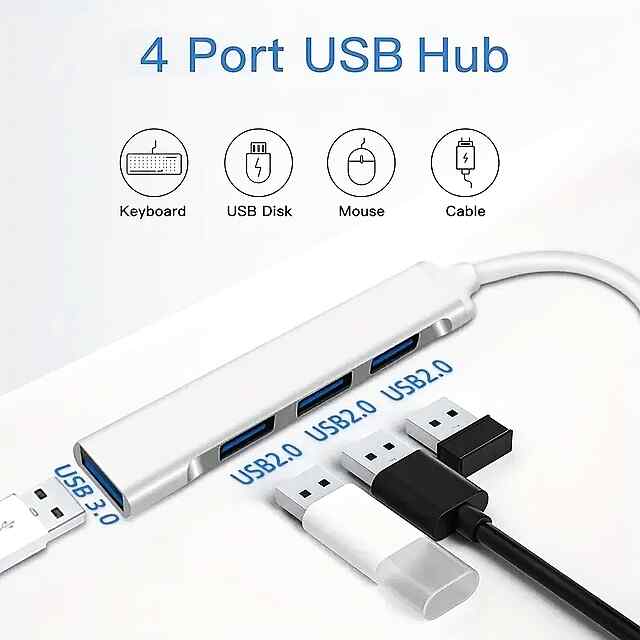 Алюмінієвий USB-C 4х порт Хаб-адаптер - Компактний розгалужувач для пристроїв - 3 фото товару