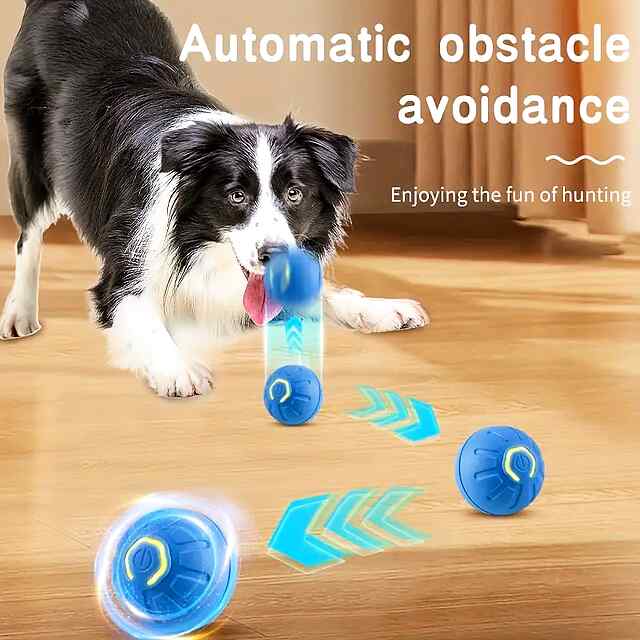 Автоматична іграшка-м'ячик для собак та котів TPR Помаранчева. Зарядка Type-C. 5,2 см. Г1339 - 1 фото товару