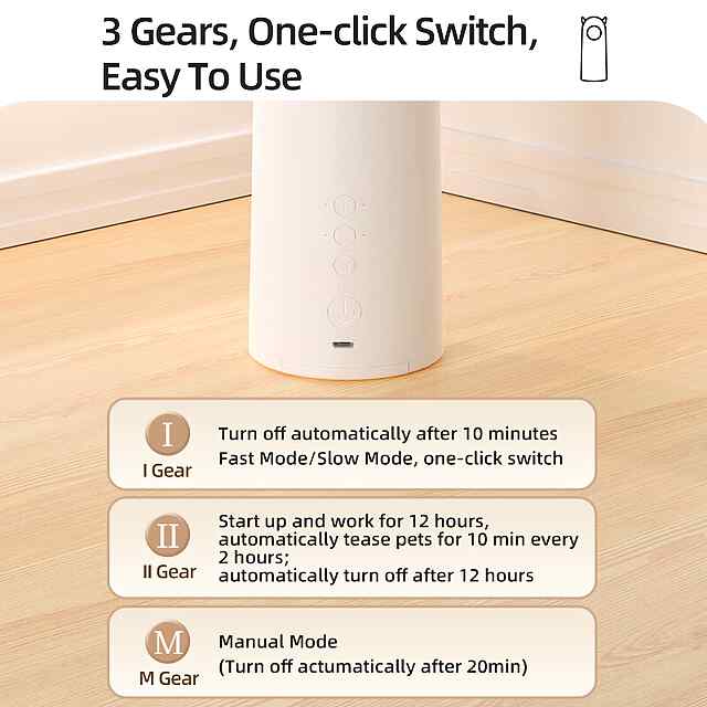 Автоматична лазерна іграшка для котів та собак. Регулювання кута нахилу, 2 автоматичні режими, ручний режим, живлення від батарейок/USB. - 2 фото товару