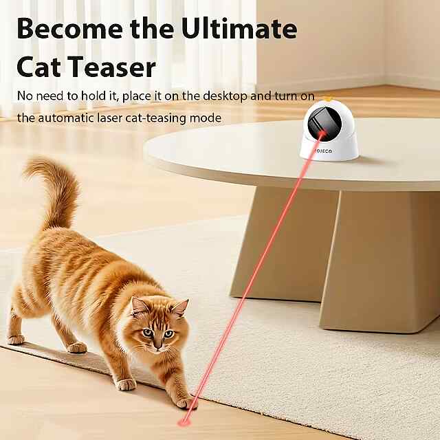 Автоматична лазерна іграшка для котів з регул. швидкістю та кутом нахилу, 3 режими   перезаряджається - 1 фото товару
