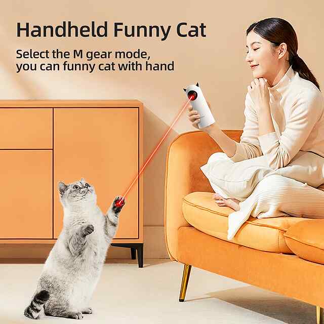 Автоматична лазерна іграшка для тварин 2 режими авто/ручн. Регулюється під будь-який кут. Безпечний, яскравий лазер. Працює від USB та батарейок. - 2 фото товару