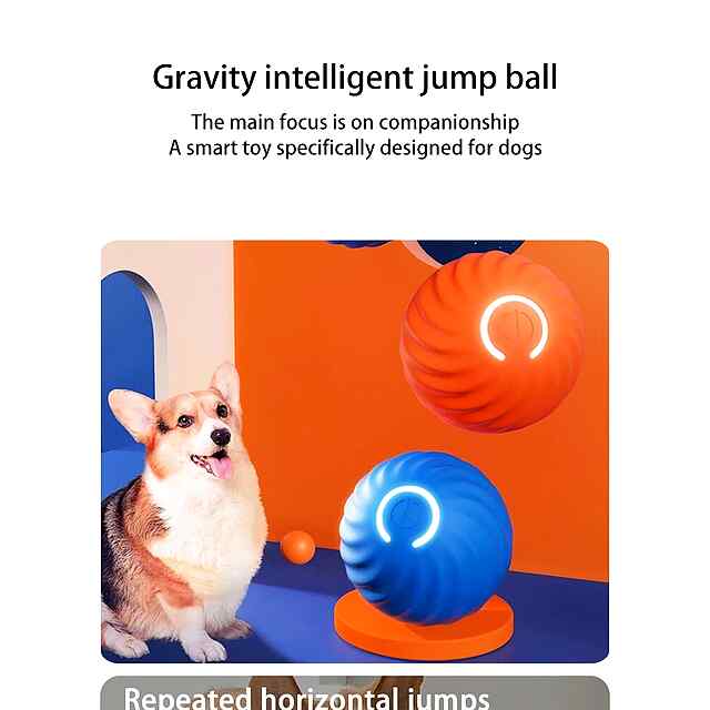 Автоматичний м'ячик-іграшка для собак та котів з підсвіткою оранжевий 5.2 см тип С - 3 фото товару