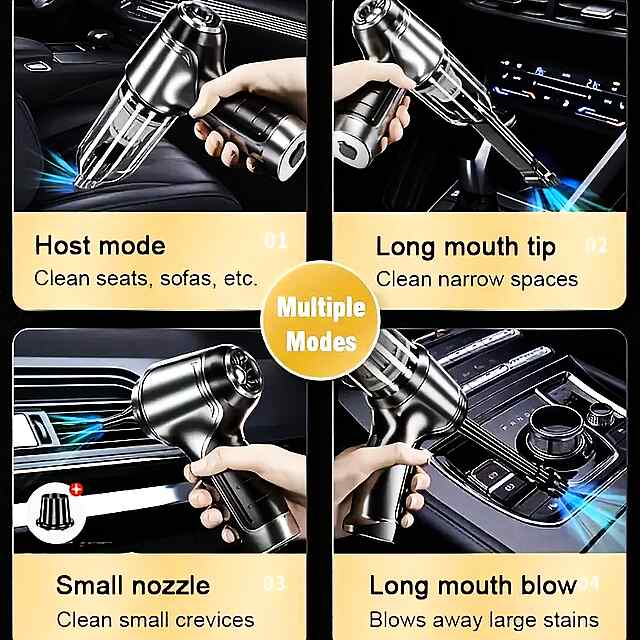 Автомоб. пилосос з функцією повітродувки — 3.5 кПа, 65 дБ, 200 Вт, 0.2 л, кабель 3.2 м, зелено-чорний. - 2 фото товару