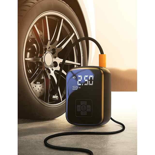 Автомобільний компресор Suitu ST-9624A з LED, 12V (прикурювач), до 6.5 Bar, універсальний комплект насадок.