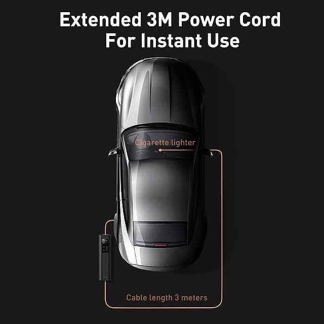 Автомобільний компресор Baseus Super Mini – 12В/30л/хв, до 150 PSI, LED-ліхтарик - 1 фото товару