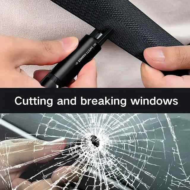 Автомобільний молоток з ножем для ременя та склобою - багатофункціональний набір. Міцний алюміній, червоний колір. Врятує в екстремальній ситуації! - 3 фото товару