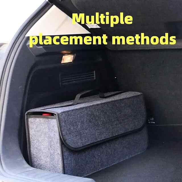 Автомобільний органайзер великий, з фетру та поліестеру, чорний 50*24*15см - 1 фото товару