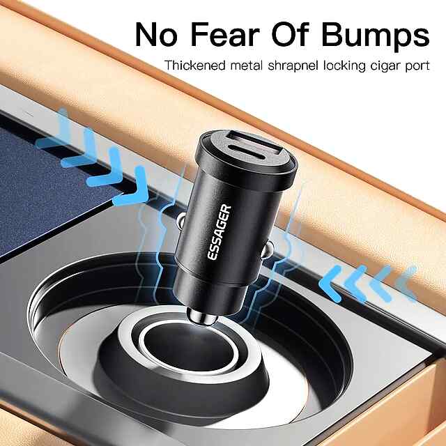 Автомобільний заряд Essager 2xUSB Type-C, Quick Charge 30W PD QC Україна - 1 фото товару