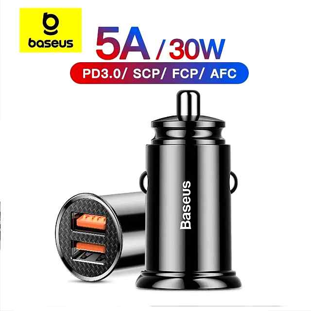 Автомобільний зарядний пристрій USB QC4  5A двопортовий швидка зарядка 3.0 PD для телефону iPhone Huawei Xiaomi Samsung - 0 фото товару