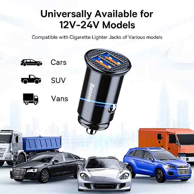 Автомобільний зарядний пристрій USB QC4  5A двопортовий швидка зарядка 3.0 PD для телефону iPhone Huawei Xiaomi Samsung - 2 фото товару