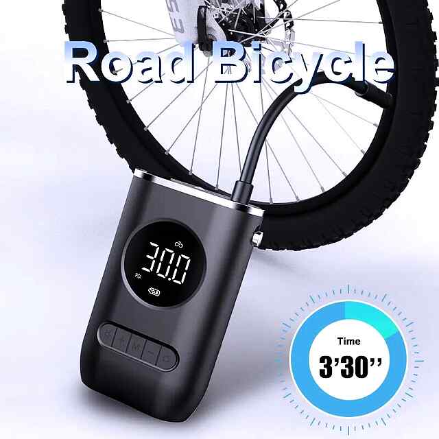 Автонасос для шин, акумуляторний з LCD дисплеєм. Накачування велосипедів, авто, м'ячів. LED ліхтарик. 2000 mAh. - 2 фото товару