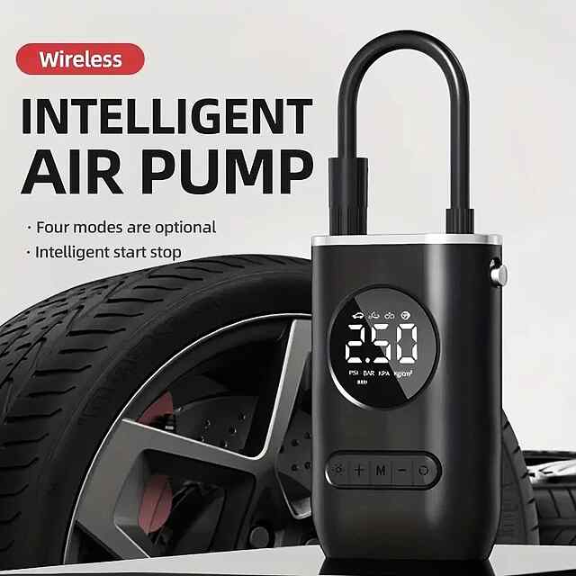 Автонасос портативний, акумуляторний з дисплеєм 150 PSI, LED підсвічуванням, для шин та надувних виробів. - 0 фото товару