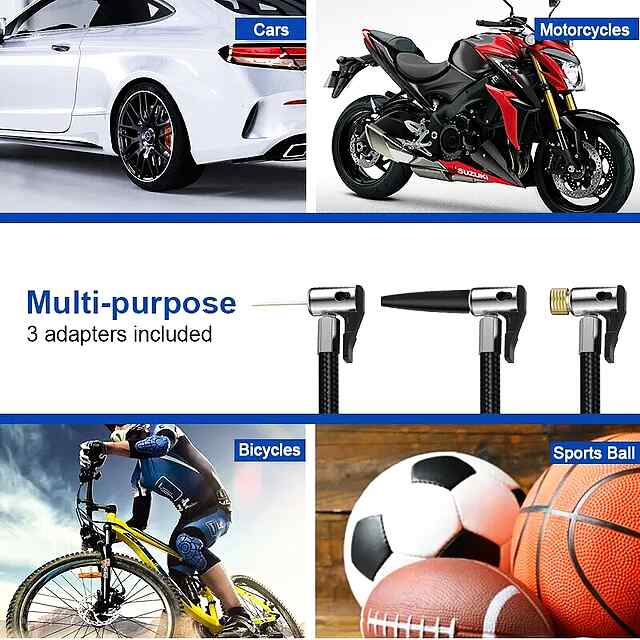 Автонасос портативний з манометром, LED, живлення від акумулятора. - 3 фото товару