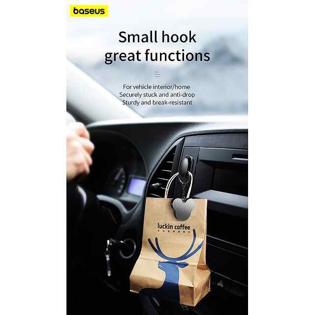 Baseus 4шт Гачки для автомобіля, органайзер кабель-тримач - 3 фото товару