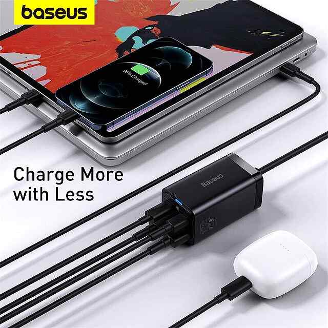 Baseus 65W GaN Charger 4в1 для iPhone/Xiaomi/Samsung - Швидка Зарядка 60В - 2 фото товару
