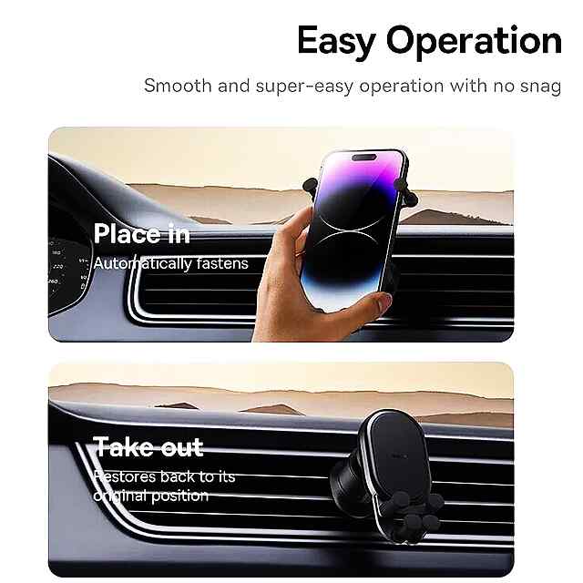 Baseus Auto Gravity: автоматичний автомобільний тримач для телефона в повітропровід, універсальна сумісність. - 2 фото товару