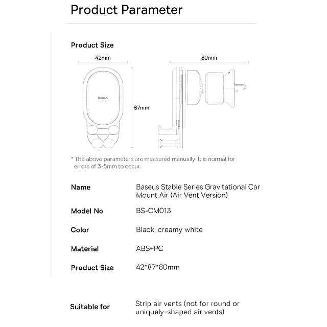 Baseus Auto Gravity: автоматичний автомобільний тримач для телефона в повітропровід, універсальна сумісність. - 3 фото товару