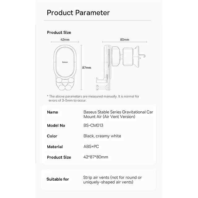 Baseus Auto Gravity - Автомобільний тримач для телефону, кріплення в дефлектор. Універсальний. - 3 фото товару