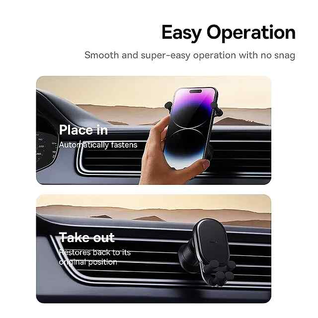 Baseus Auto Gravity: Автотримач для телефону, кріплення в дефлектор, сумісний з iPhone/Samsung/Xiaomi 5.4-6.7'' - 1 фото товару