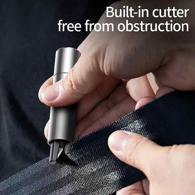 Baseus Автомобільний молоток-інструмент для екстреного розбивання скла та відрізання пасків безпеки, алюмінієвий сплав, срібло. - 3 фото товару