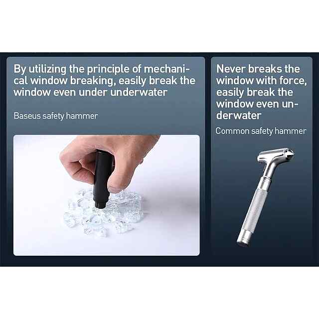 Baseus автомобільний молоток-склобій   ніж для ременів безпеки, срібло - 1 фото товару