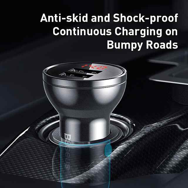 Baseus автозп 4.8A LED дисплей: швидка зарядка, універсальний, з моніторингом напруги. - 3 фото товару