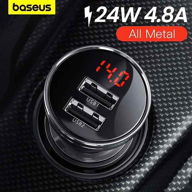 Baseus АЗП 4.8A LED дисплей - Швидка зарядка для iPhone, Xiaomi. - 0 фото товару