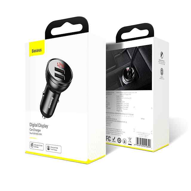 Baseus АЗП 4.8A LED дисплей - Швидка зарядка для iPhone, Xiaomi. - 2 фото товару