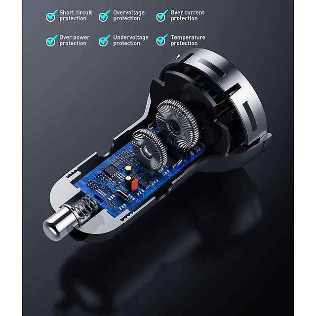 Baseus АЗП 4.8A LED дисплей - Швидка зарядка для iPhone, Xiaomi. - 3 фото товару