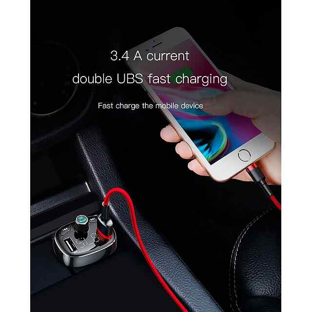 Baseus FM модулятор Bluetooth MP3 Handsfree, QC3.0, дисплей напруги акумулятора. - 1 фото товару